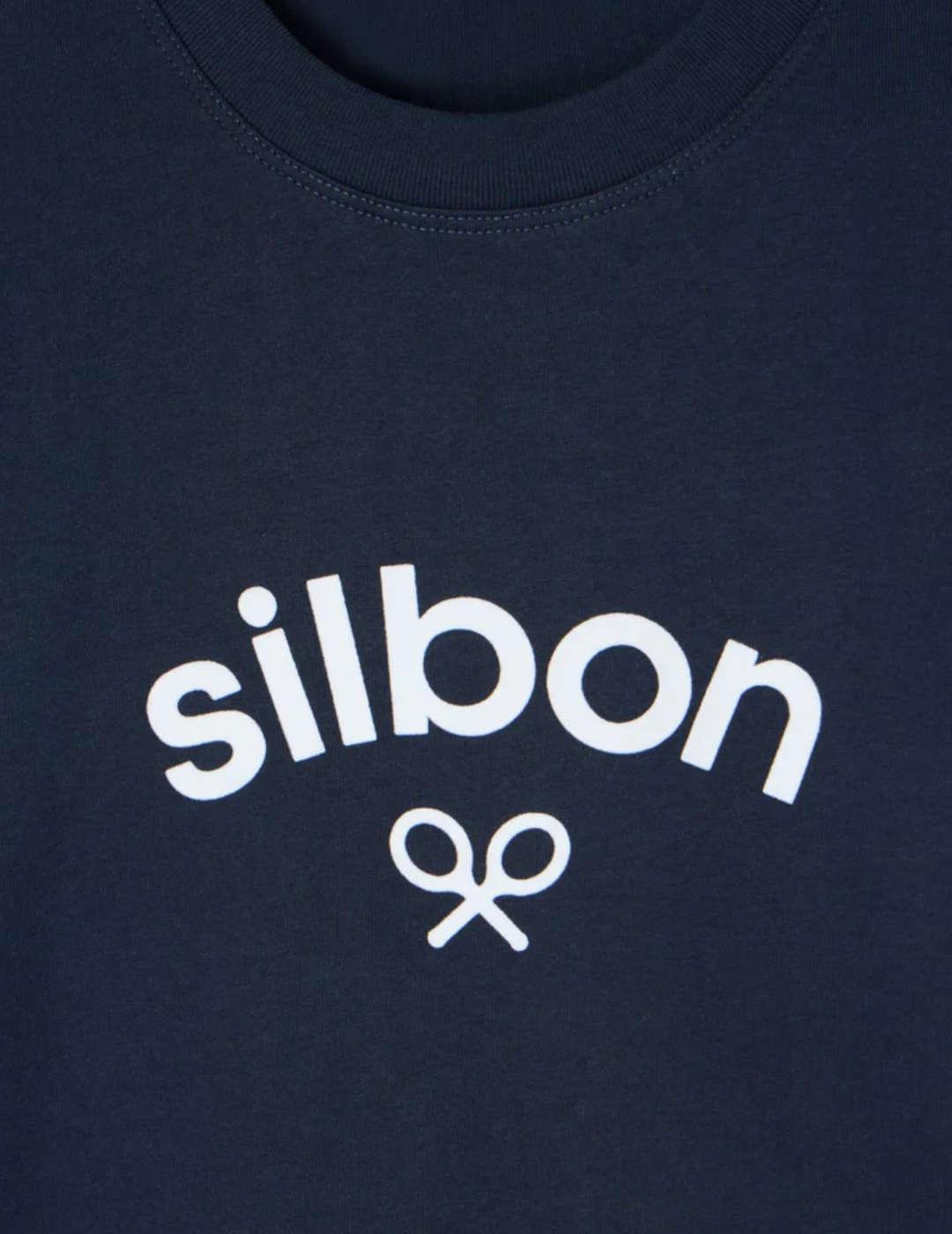 Camiseta Silbon manga larga logo medio marino de hombre