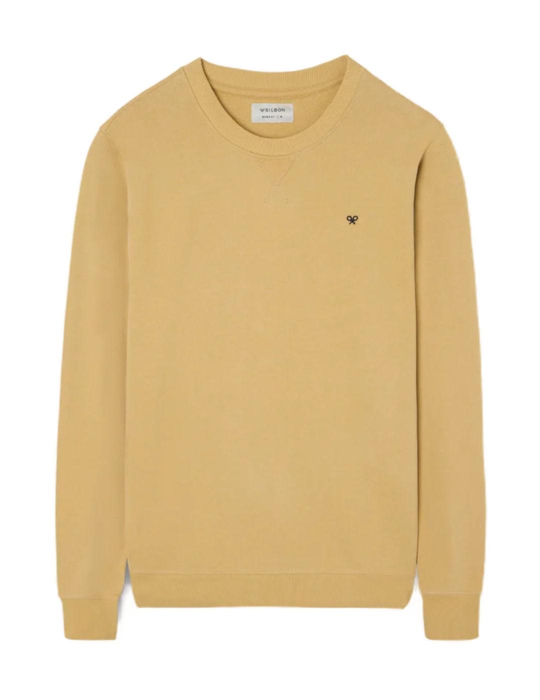 Sudadera Silbon minilogo mostaza sin cpucha de hombre