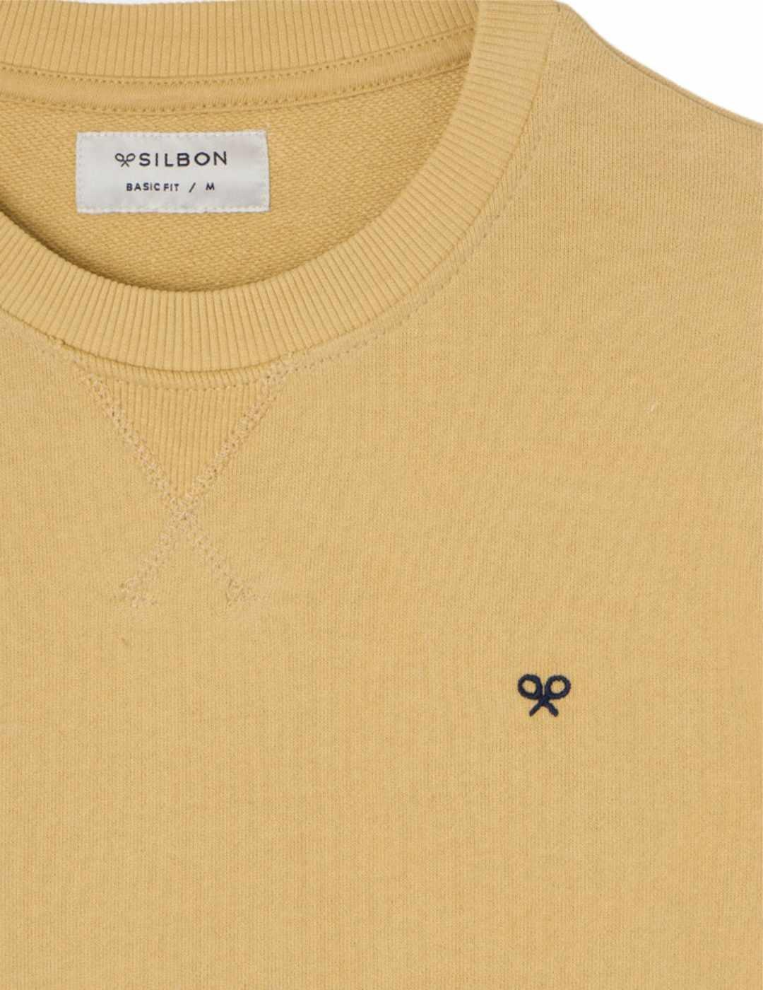 Sudadera Silbon minilogo mostaza sin cpucha de hombre