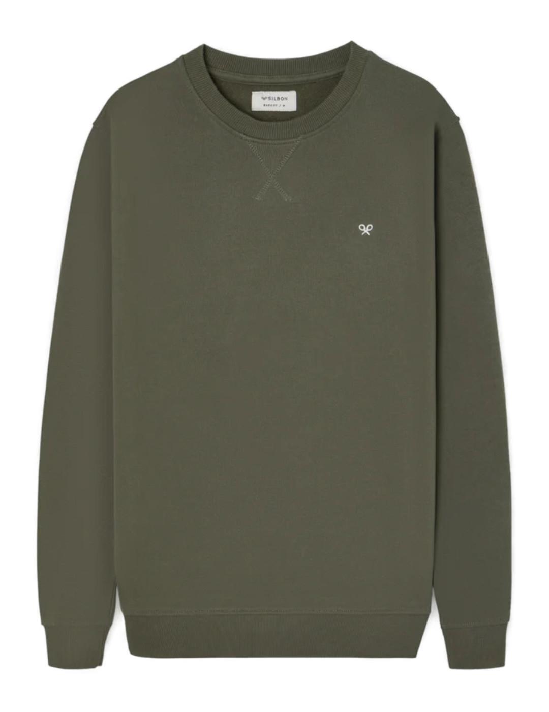 Sudadera Silbon minilogo verde sin capucha de hombre