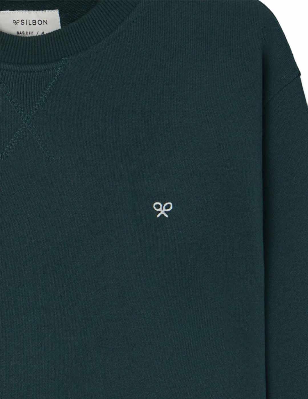 Sudadera Silbon minilogo verde oscuro sin capucha de hombre