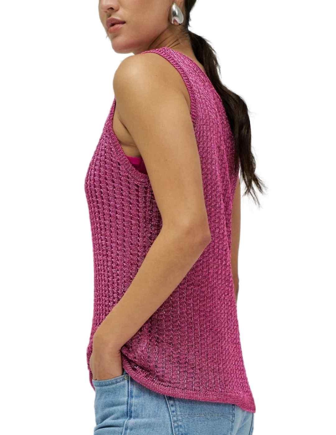 Top Salsa fucsia punto brillante para mujer-Sg