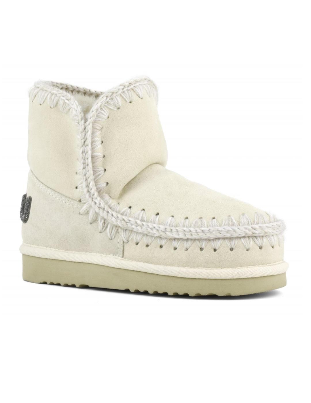 Botines Mou Skim18 glitter logo piel de oveja vainilla mujer