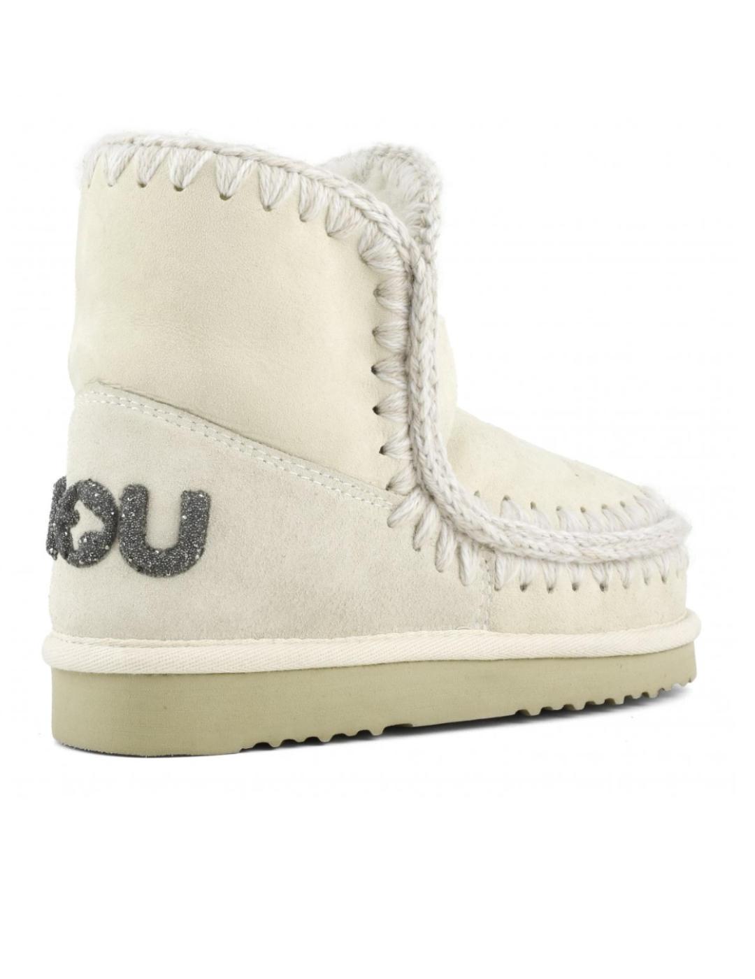 Botines Mou Skim18 glitter logo piel de oveja vainilla mujer