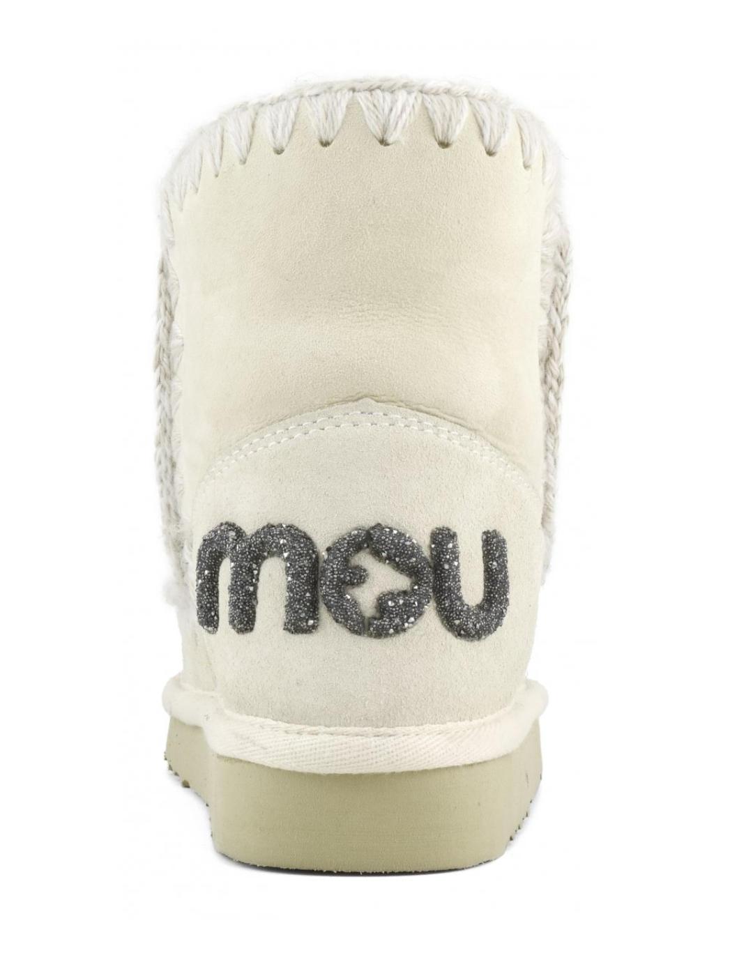 Botines Mou Skim18 glitter logo piel de oveja vainilla mujer