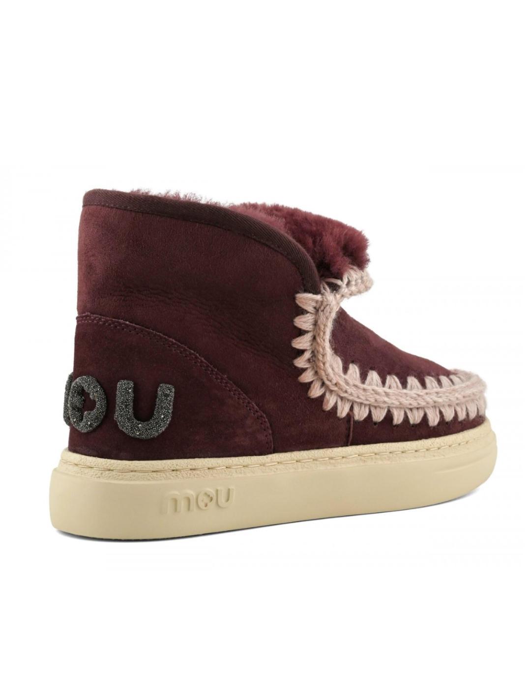 Botines Eskimo sneak glitte en piel de oveja granate mujer