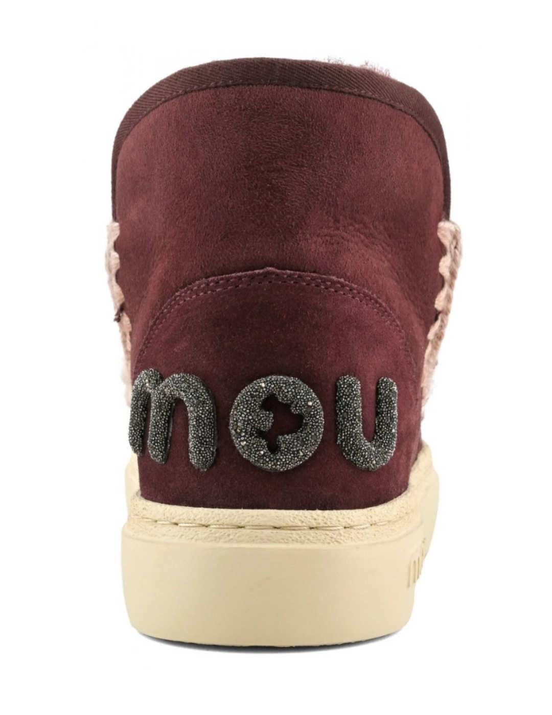 Botines Eskimo sneak glitte en piel de oveja granate mujer