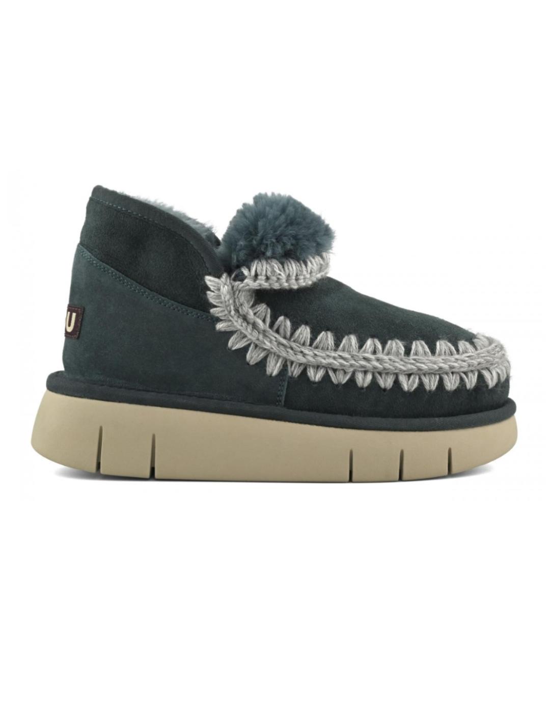 Botines Mou Skimo bounce verde azulado piel de oveja mujer