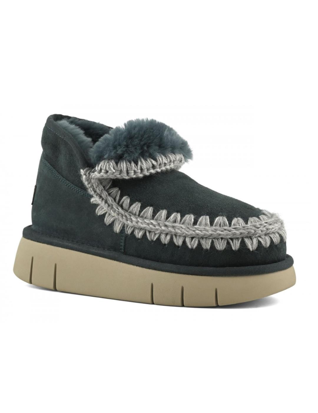 Botines Mou Skimo bounce verde azulado piel de oveja mujer
