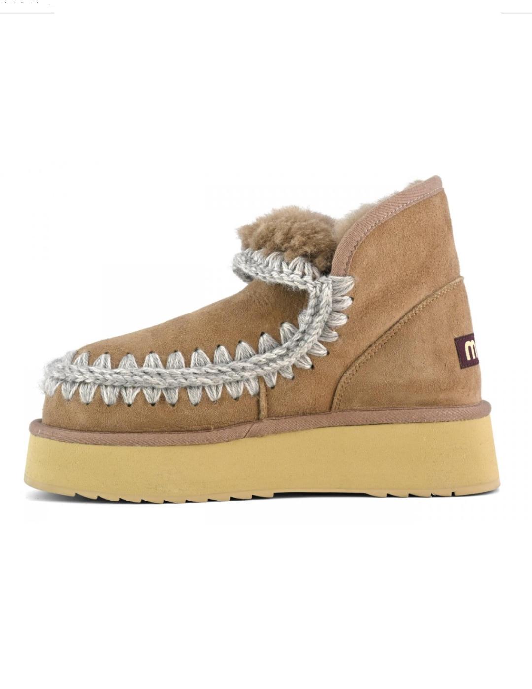 Botines Mou Mini Eskimo plataforma piel de oveja beige mujer