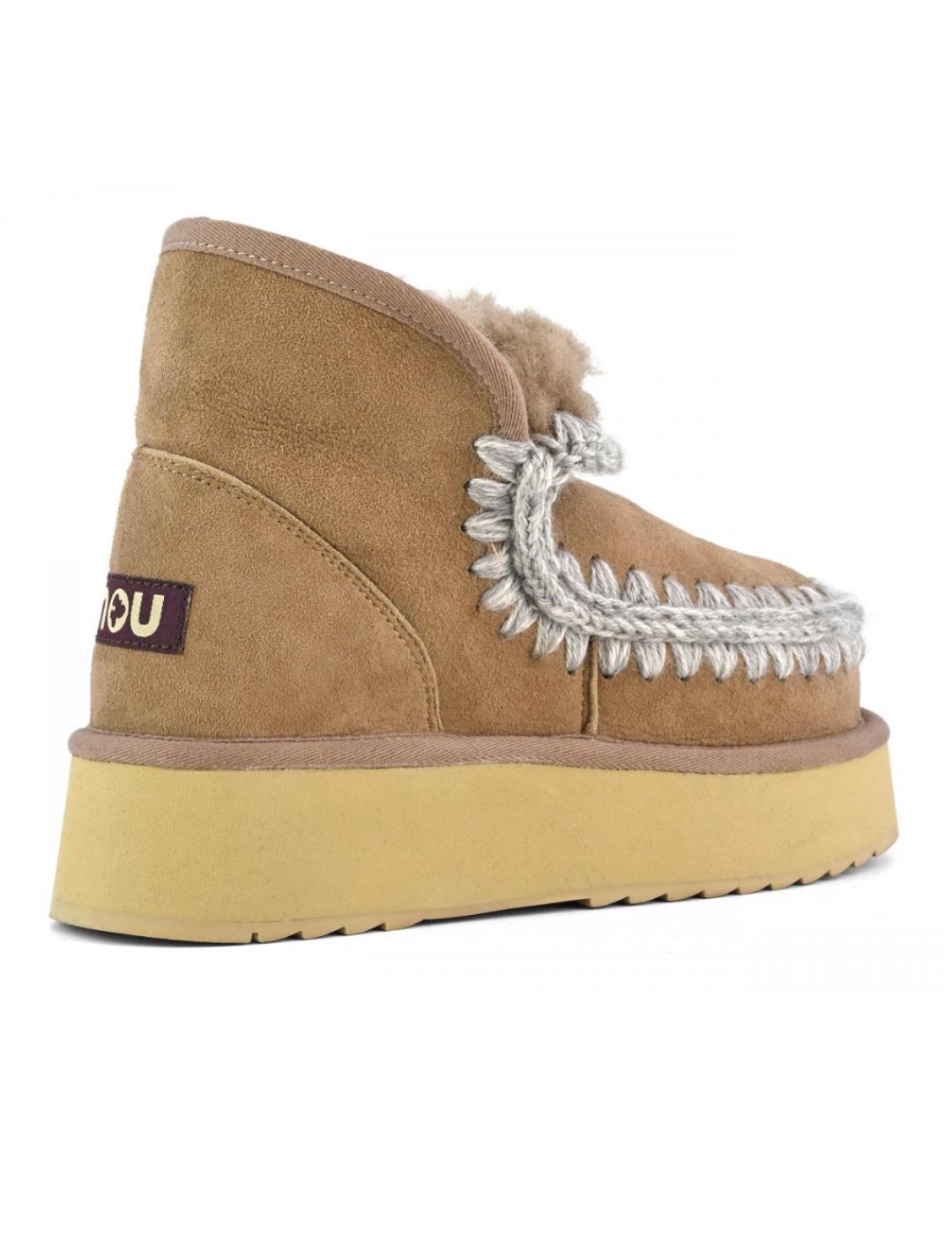 Botines Mou Mini Eskimo plataforma piel de oveja beige mujer