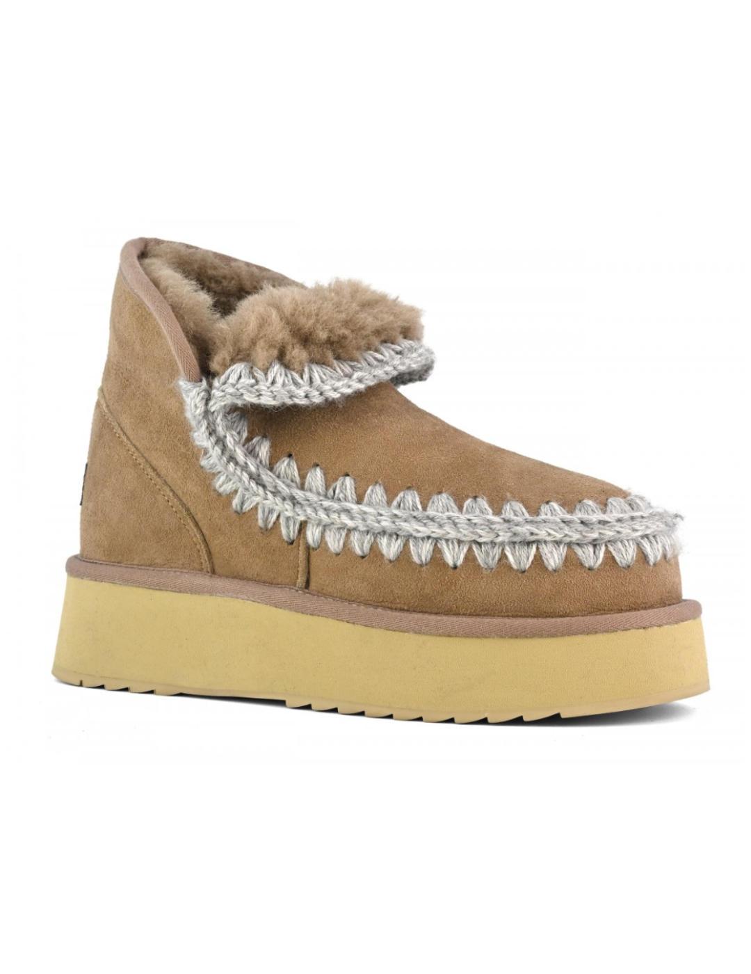 Botines Mou Mini Eskimo plataforma piel de oveja beige mujer
