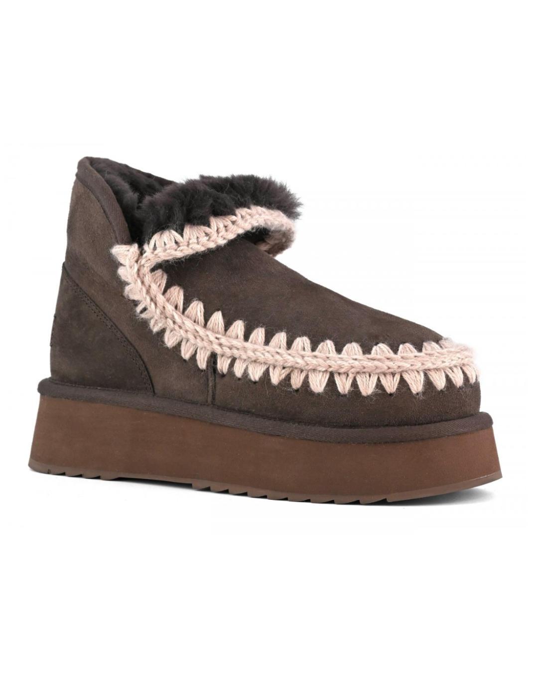 Botines Mou Mini Eskimo plataforma piel de oveja Mocha mujer