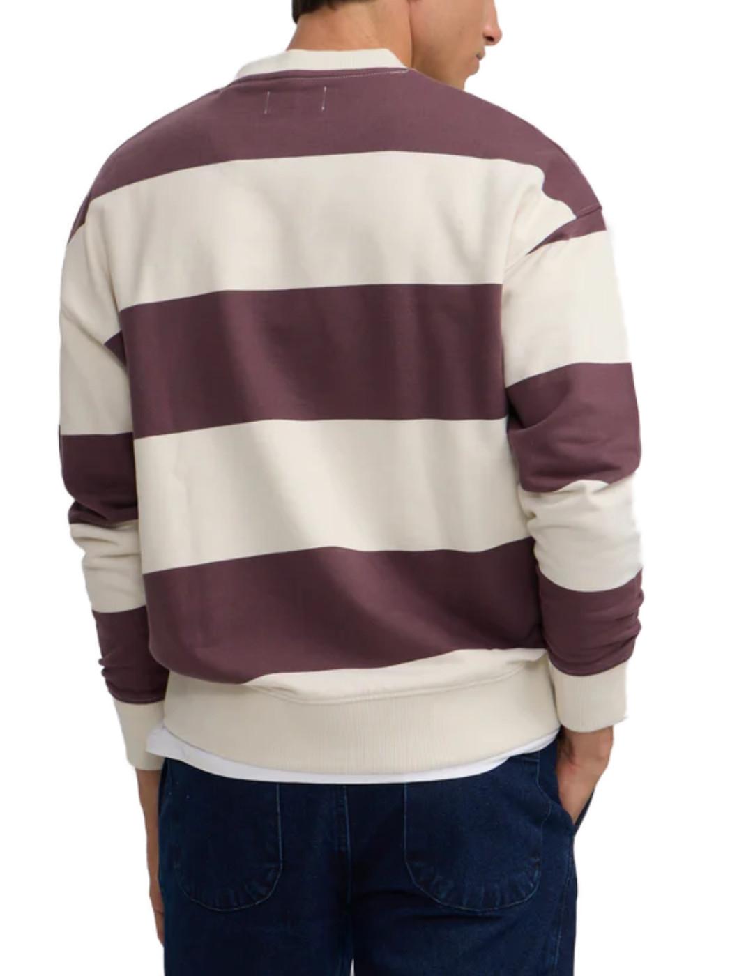 Sudadera Silbon rayas oversize crema burdeos hombre
