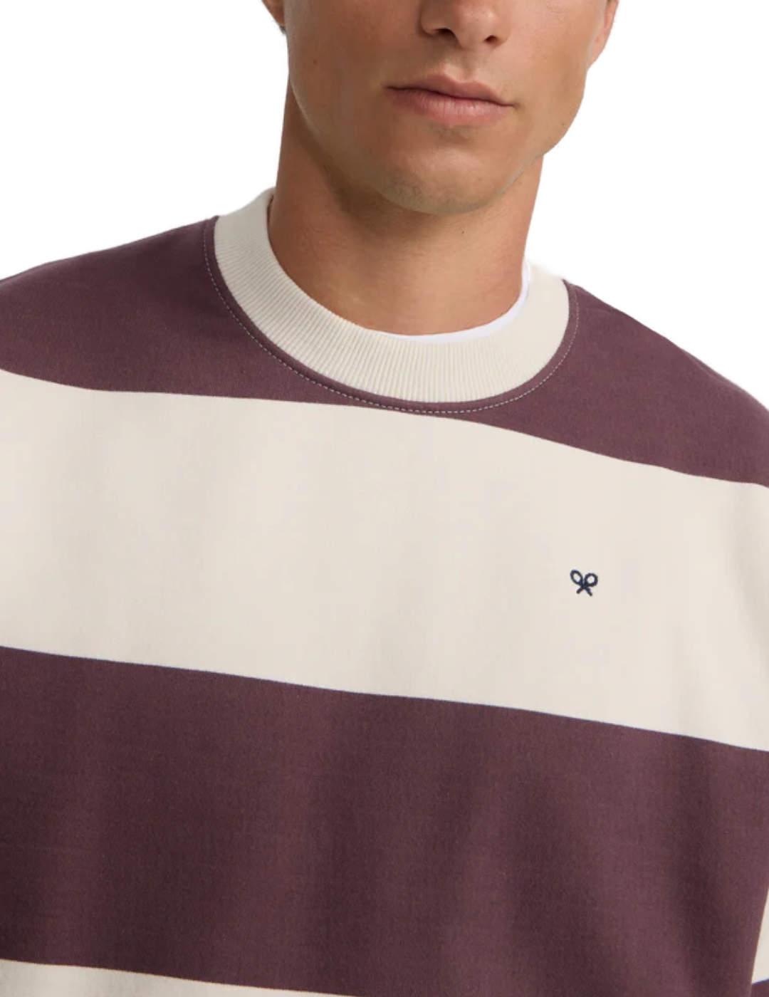 Sudadera Silbon rayas oversize crema burdeos hombre