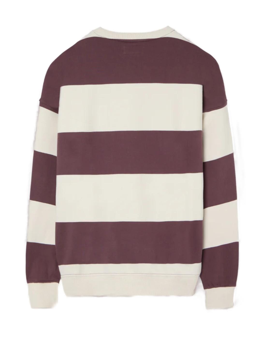 Sudadera Silbon rayas oversize crema burdeos hombre