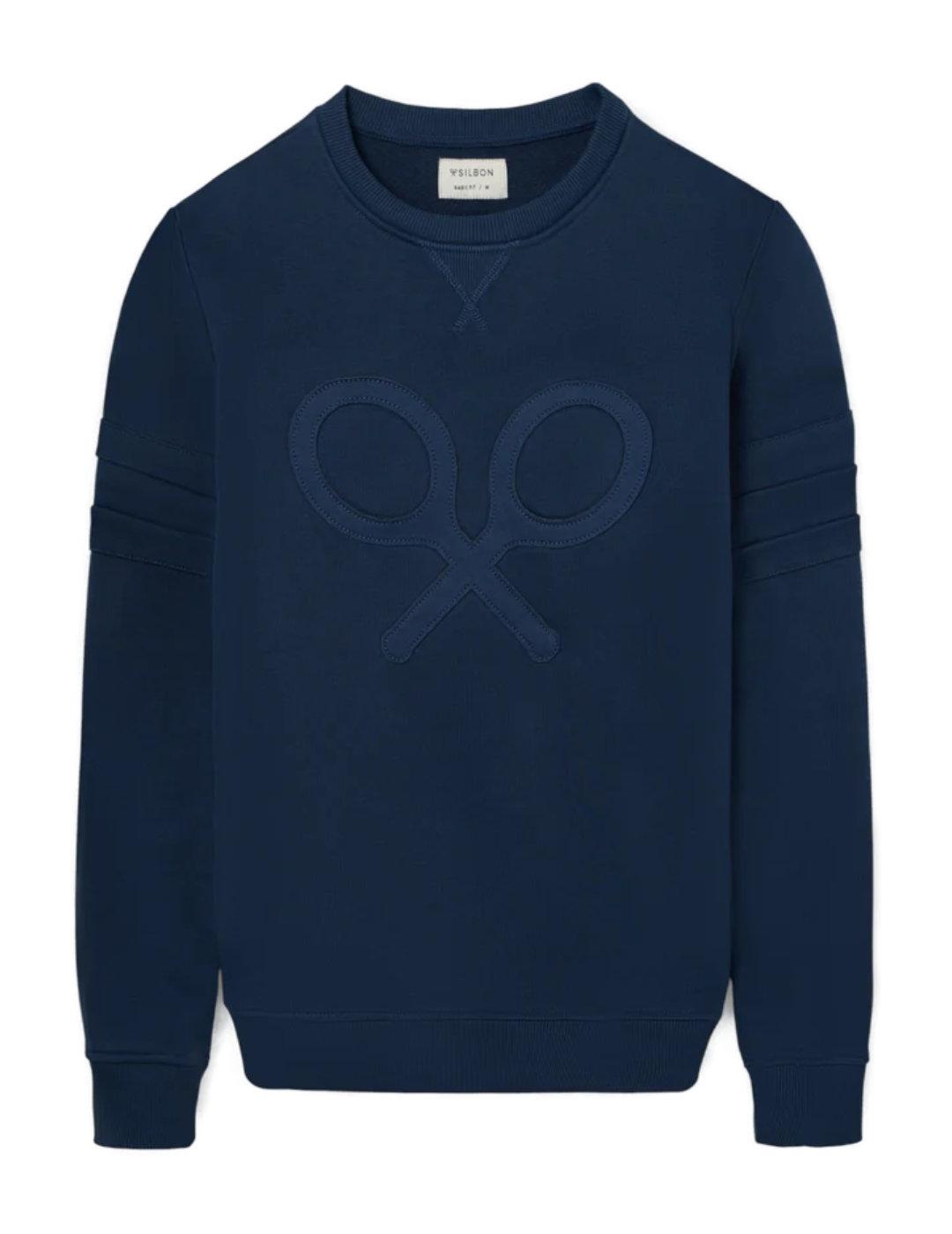Sudadera Silbon raqueta en relieve a tono marino de hombre