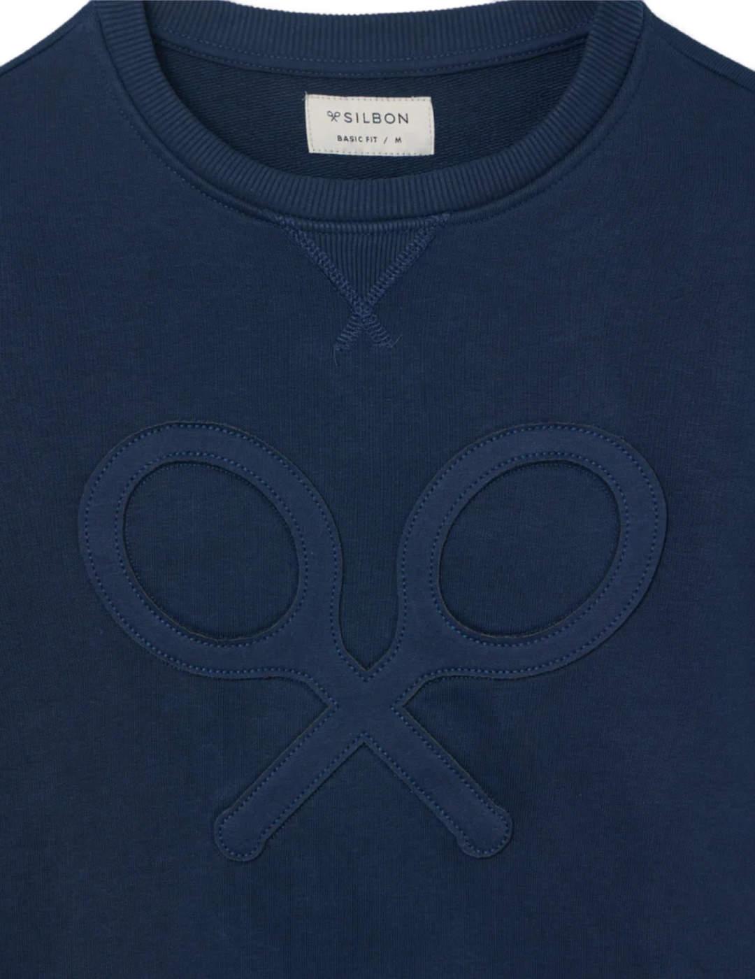 Sudadera Silbon raqueta en relieve a tono marino de hombre