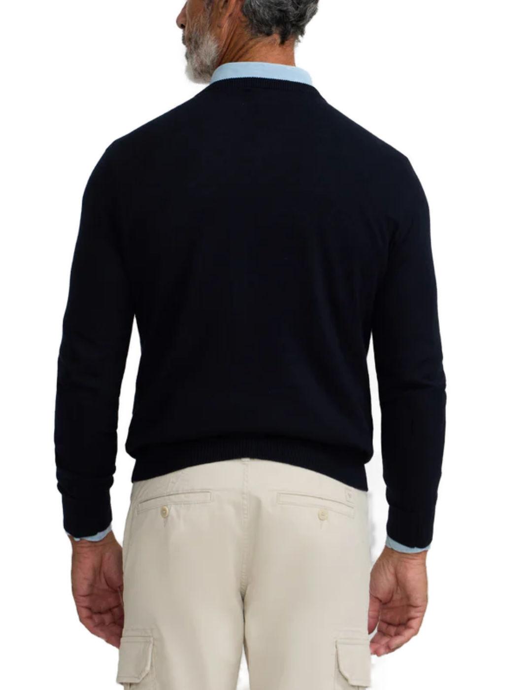 Jersey Silbon classic cuello V marino de punto para hombre