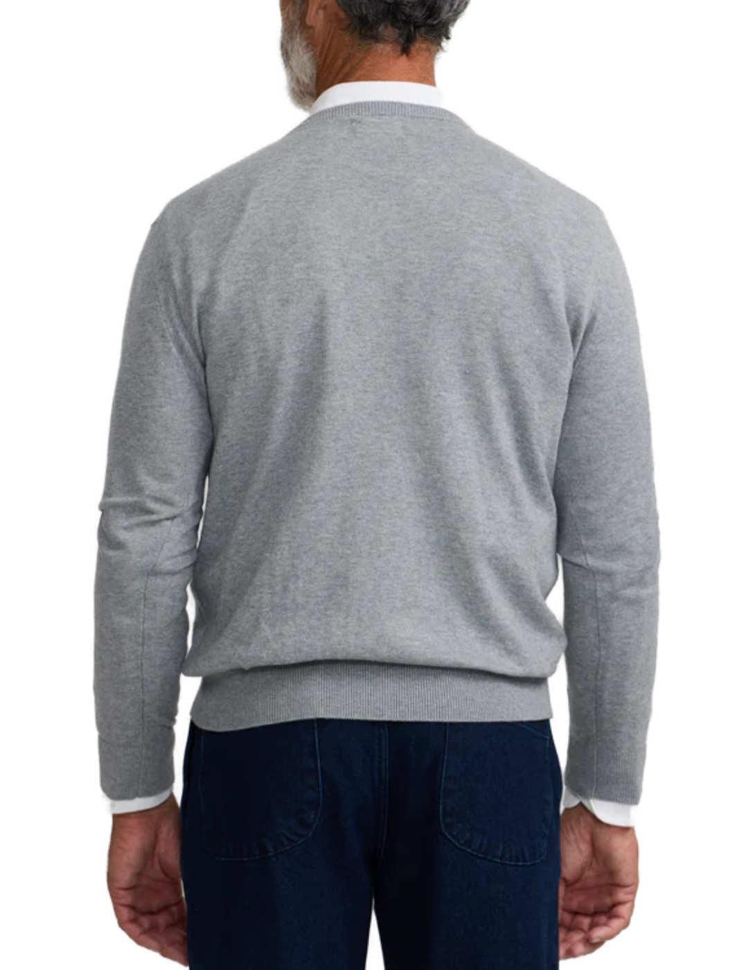 Jersey Silbon classic cuello pico gris cachemira de hombre