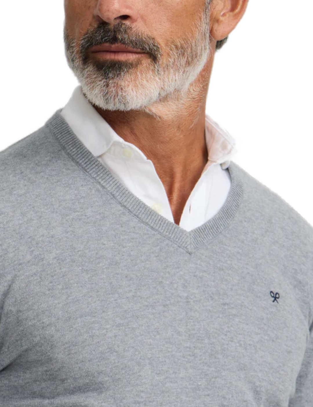 Jersey Silbon classic cuello pico gris cachemira de hombre