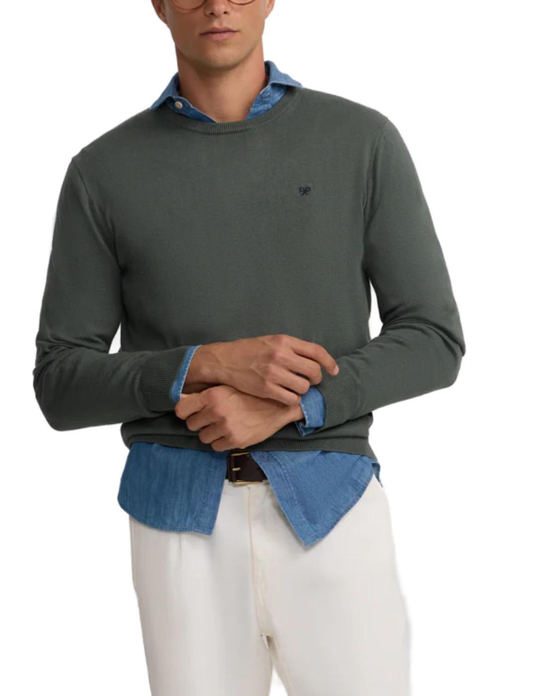 Jersey Silbon classic cuello redondo verde para  hombre