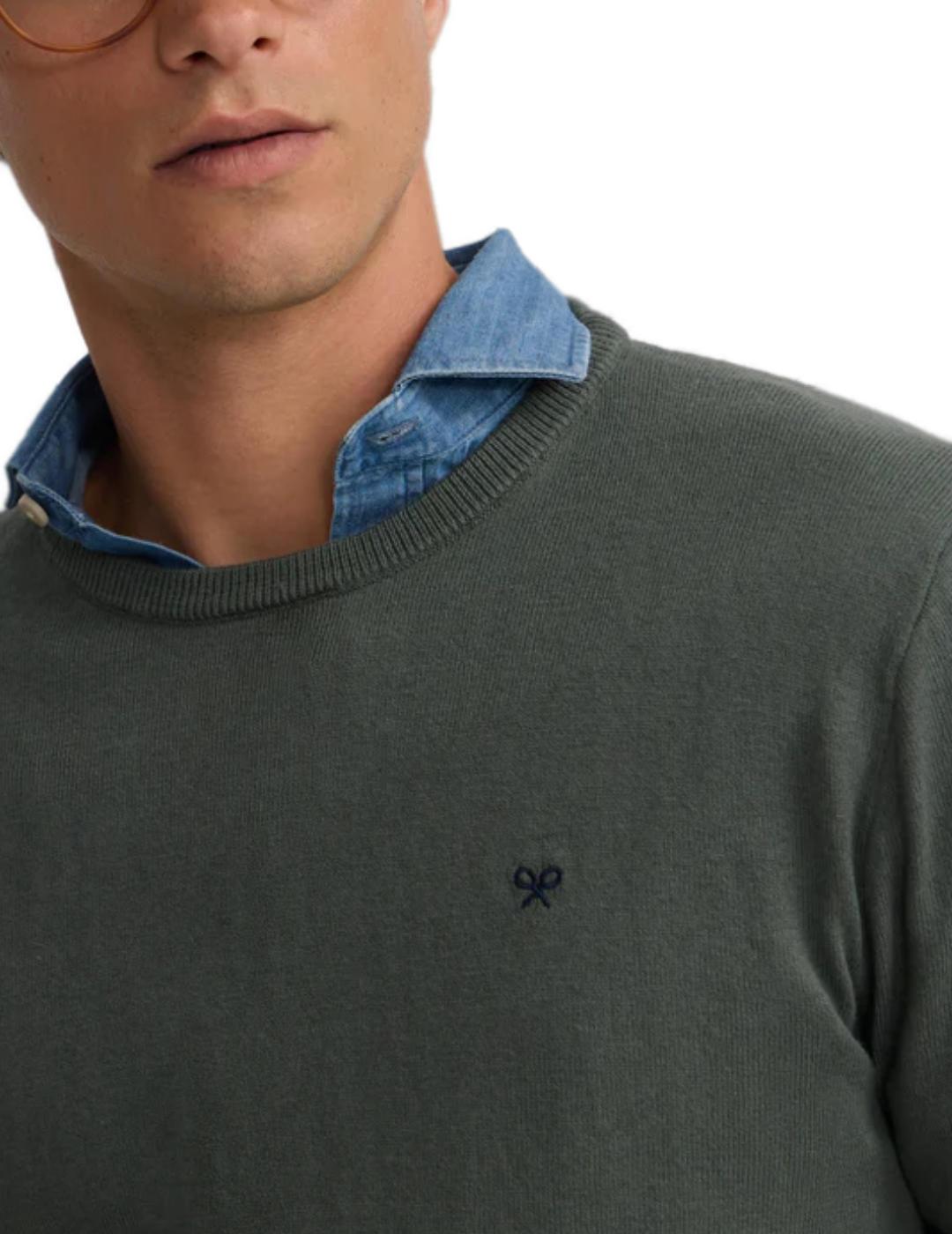 Jersey Silbon classic cuello redondo verde para  hombre