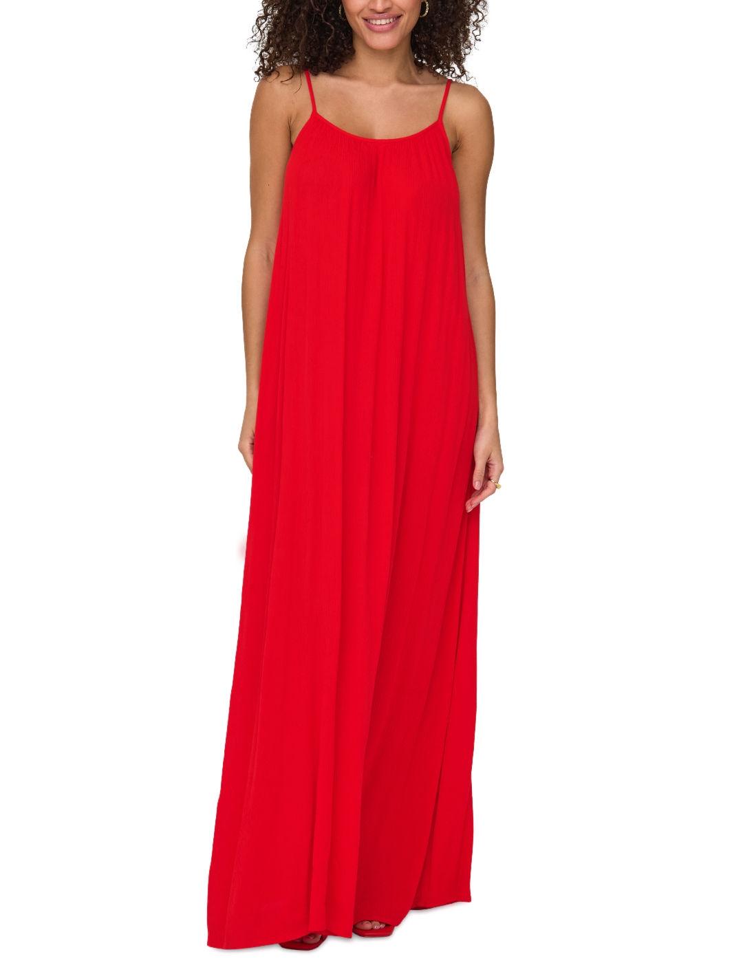 Vestido Only Niki maxi rojo brillante ancho para mujer