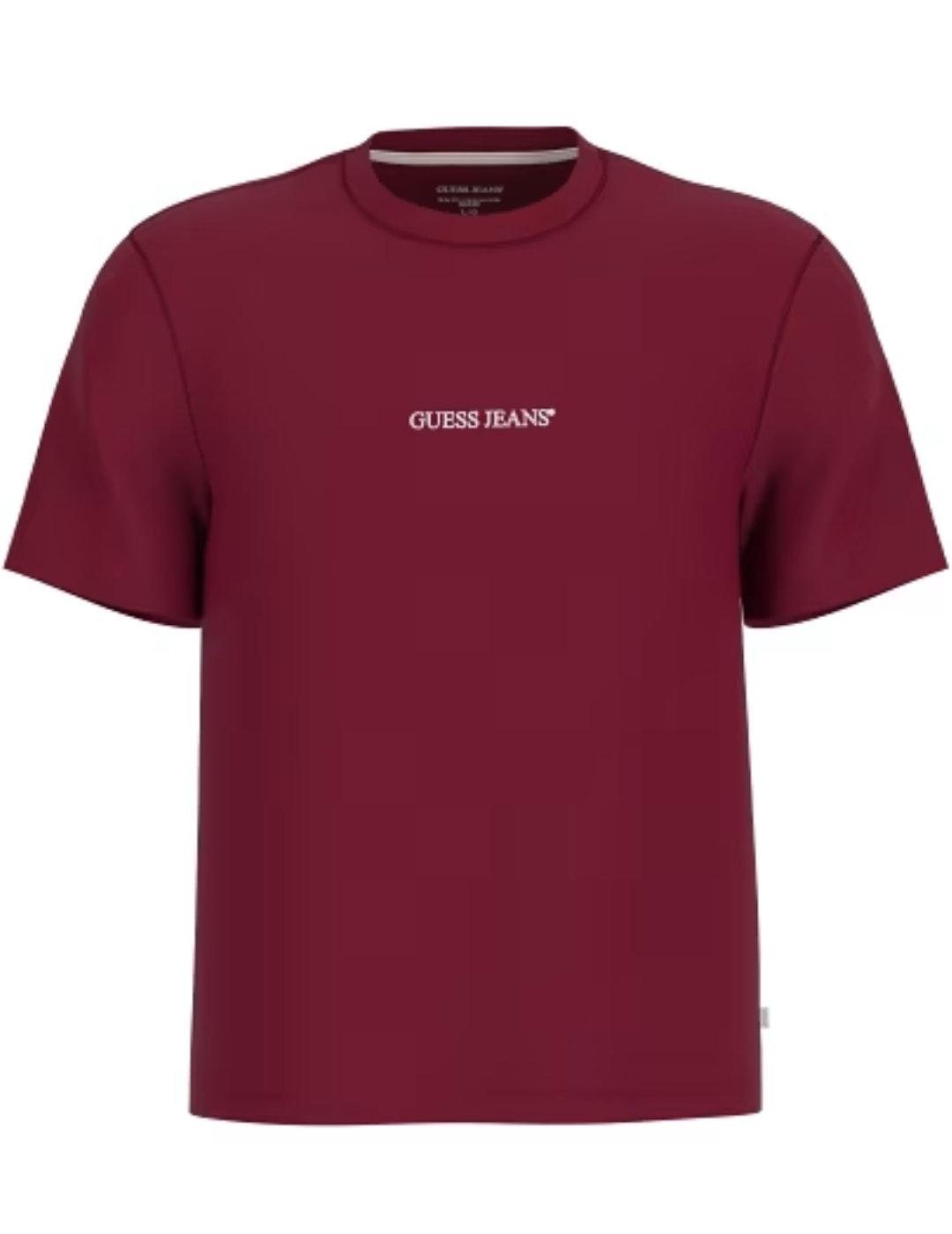 Camiseta Guess Jeans Slim granate manga corta para hombre