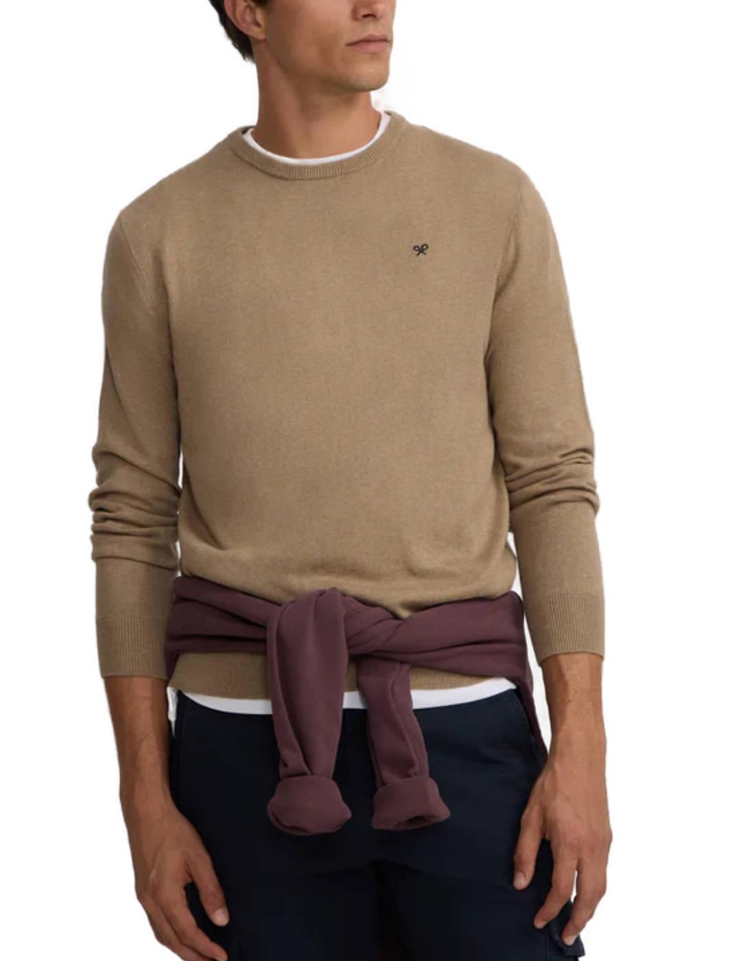 Jersey Silbon clasic cuello redondo beige cashmere de hombre