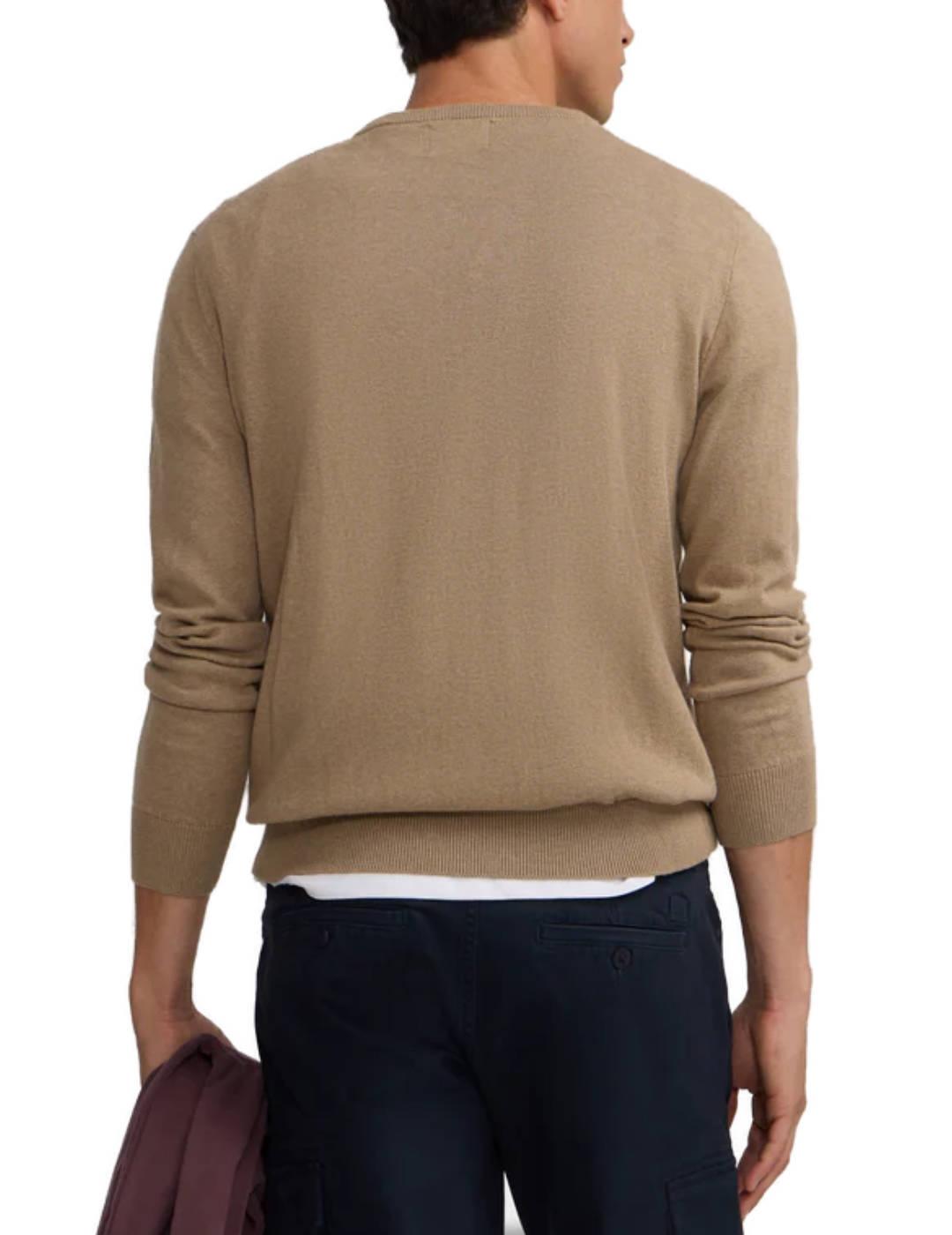 Jersey Silbon clasic cuello redondo beige cashmere de hombre