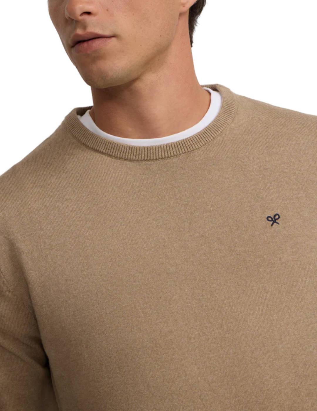 Jersey Silbon clasic cuello redondo beige cashmere de hombre