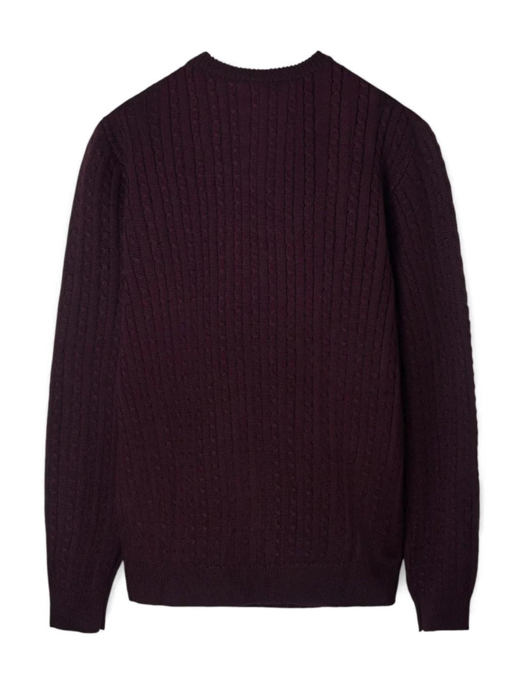 Jersey Silbon de ochos clasico burdeos trenzado para hombre