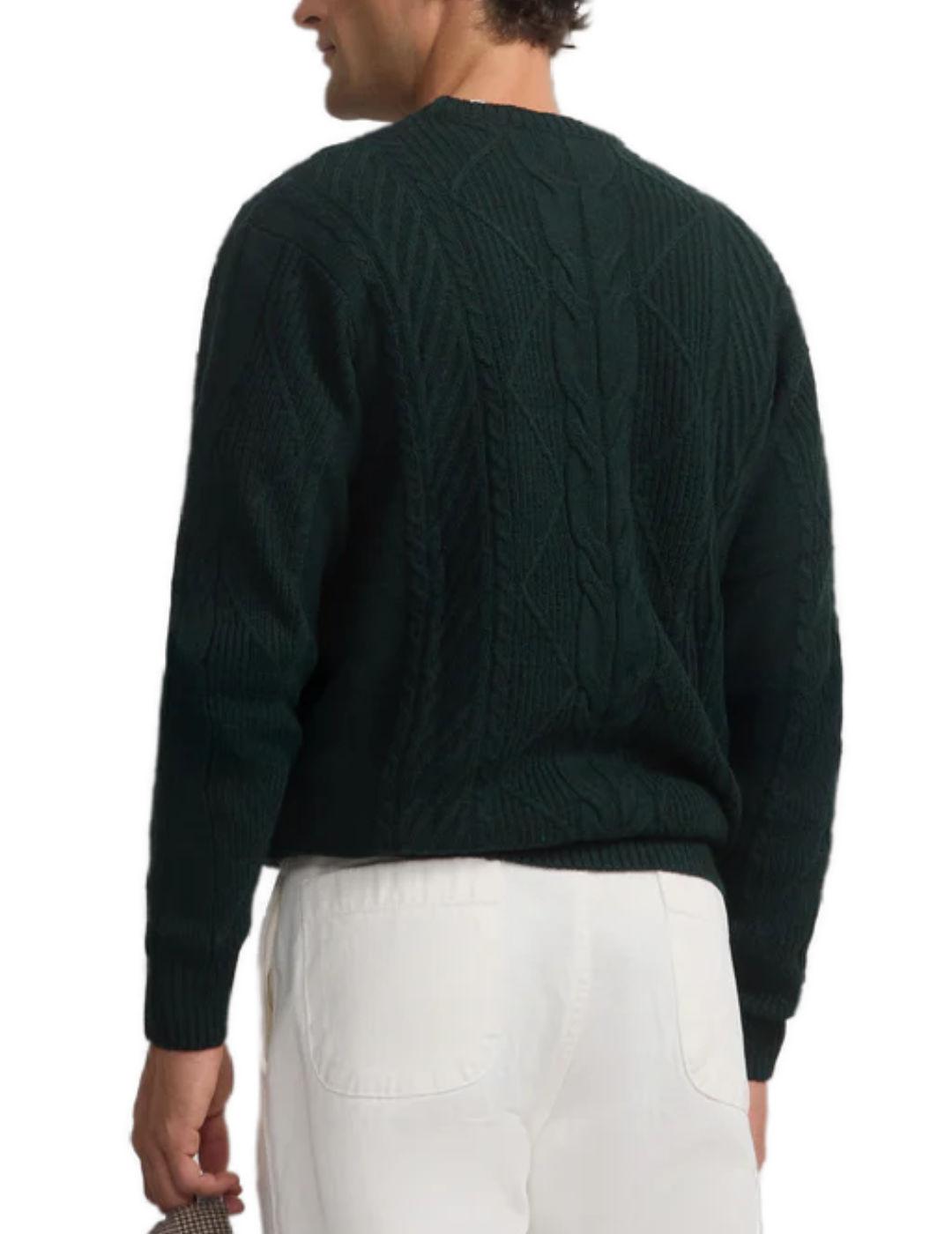 Jersey Silbon de ochos clasico verde trenzado para hombre