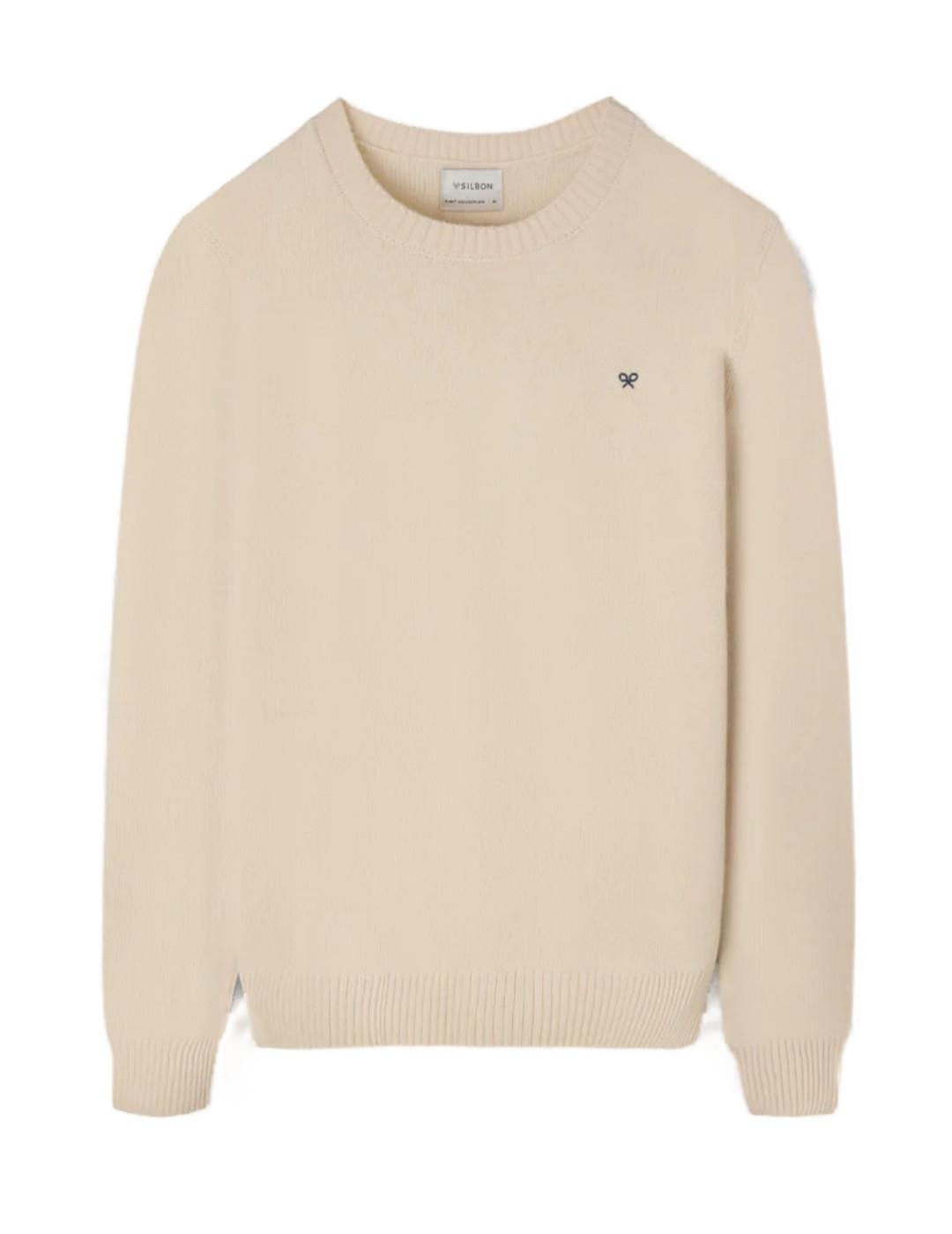 Jersey Silbon clasico warm en lana y cachemira crema hombre