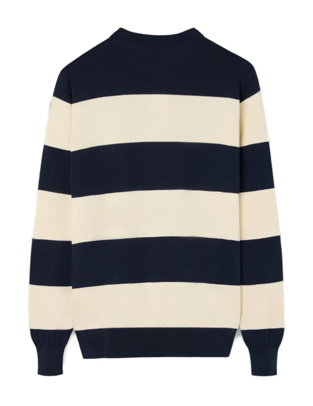 Jersey Silbon rayas beige y azul marino de hombre