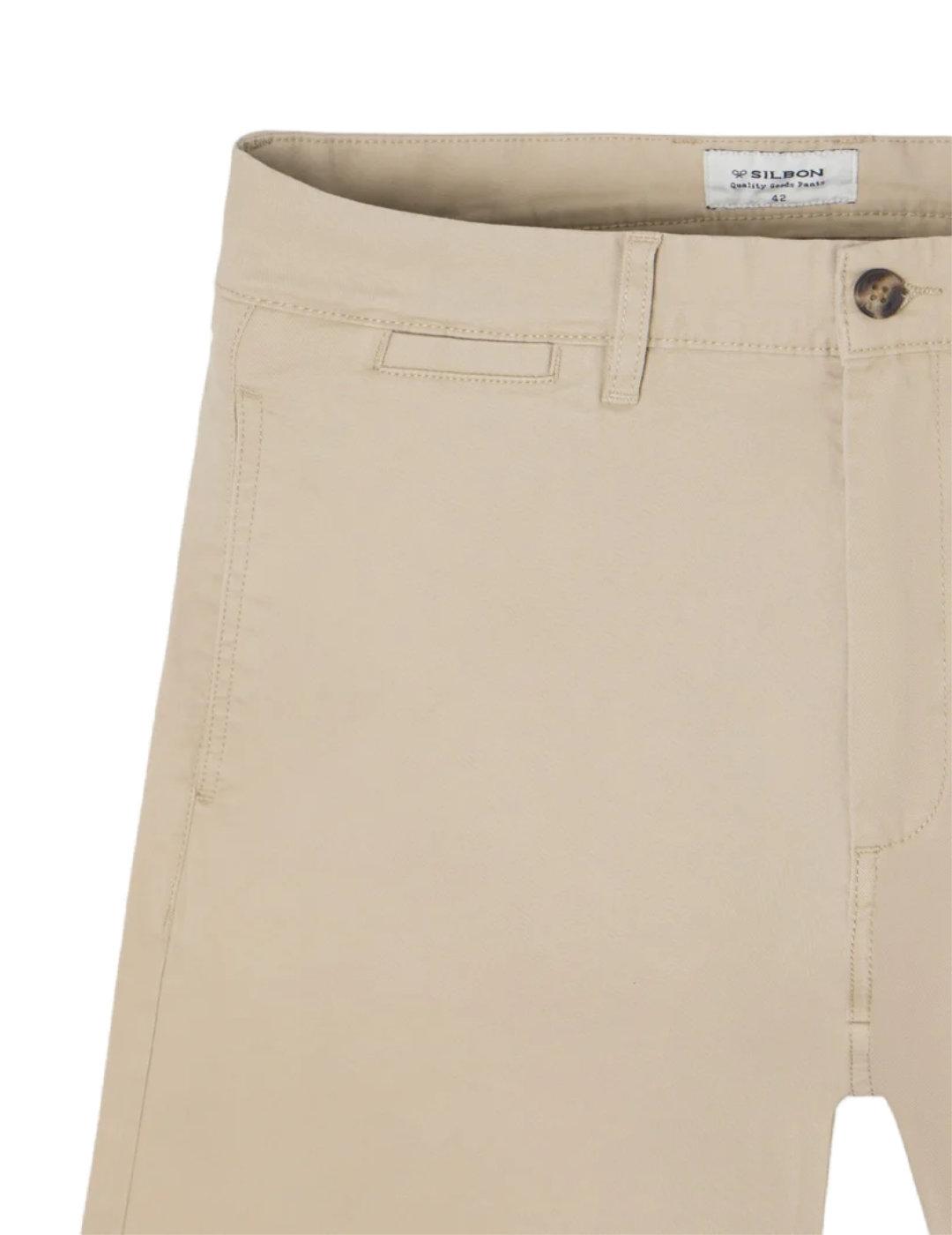 Pantalón Silbon chino casual beige slim fit para hombre