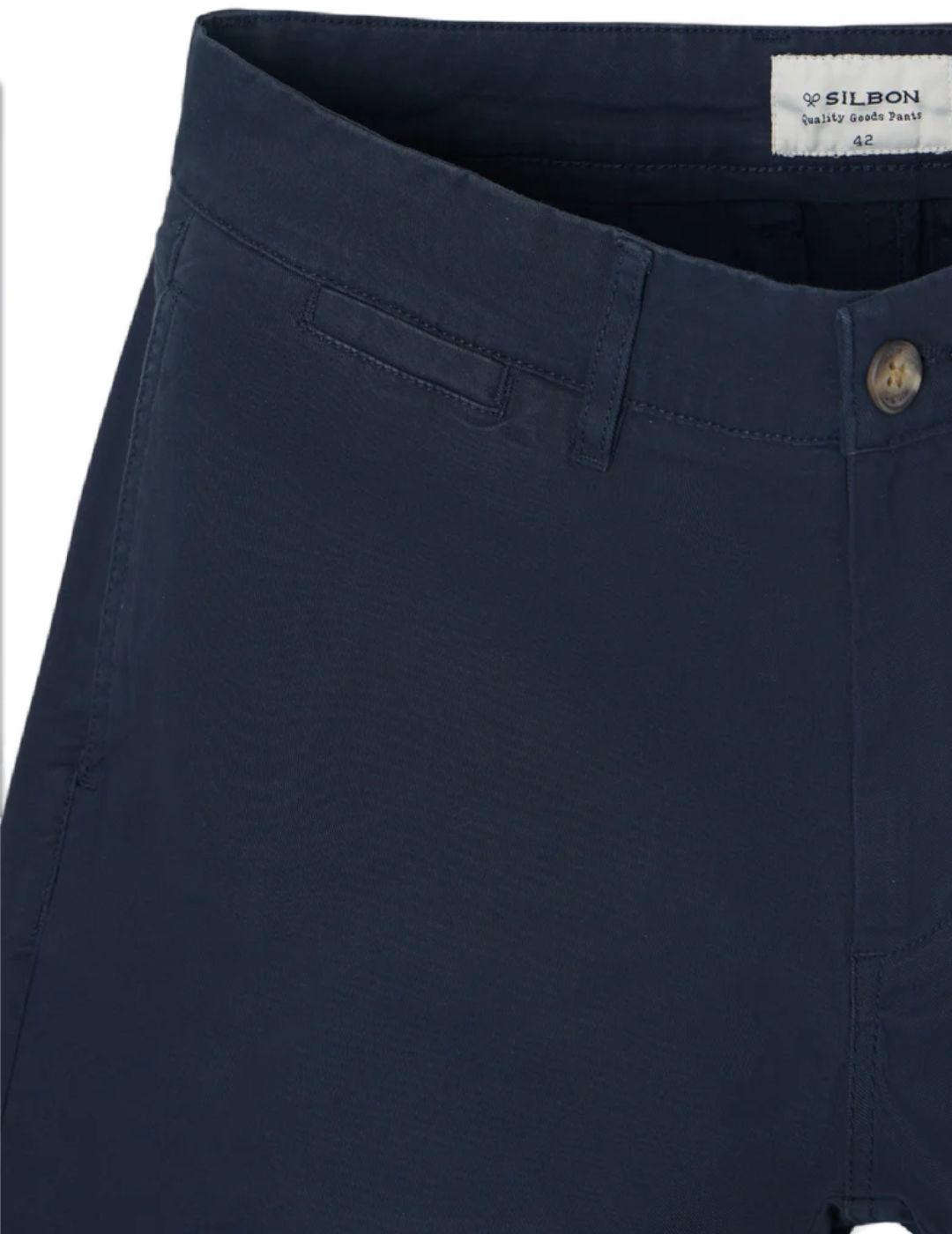 Pantalón Silbon chino casual marino slim para hombre