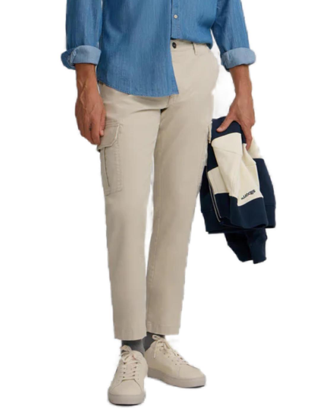 Pantalón Silbon cargo casual beige multibolsillos de hombre