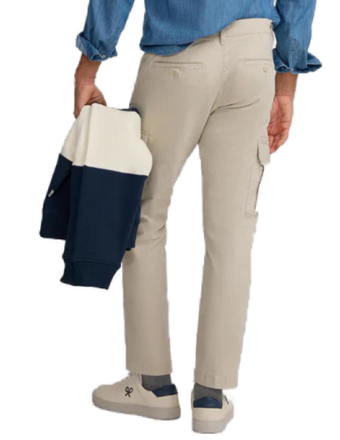 Pantalón Silbon cargo casual beige multibolsillos de hombre