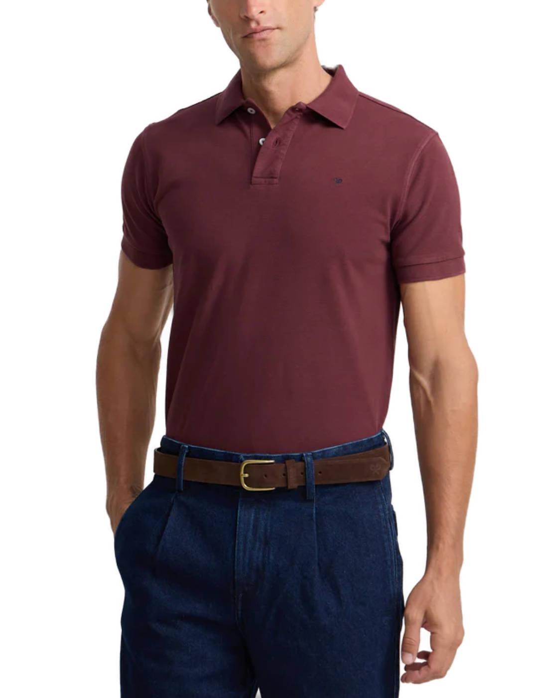 Polo Sibon clasico liso burdeos manga corta para hombre
