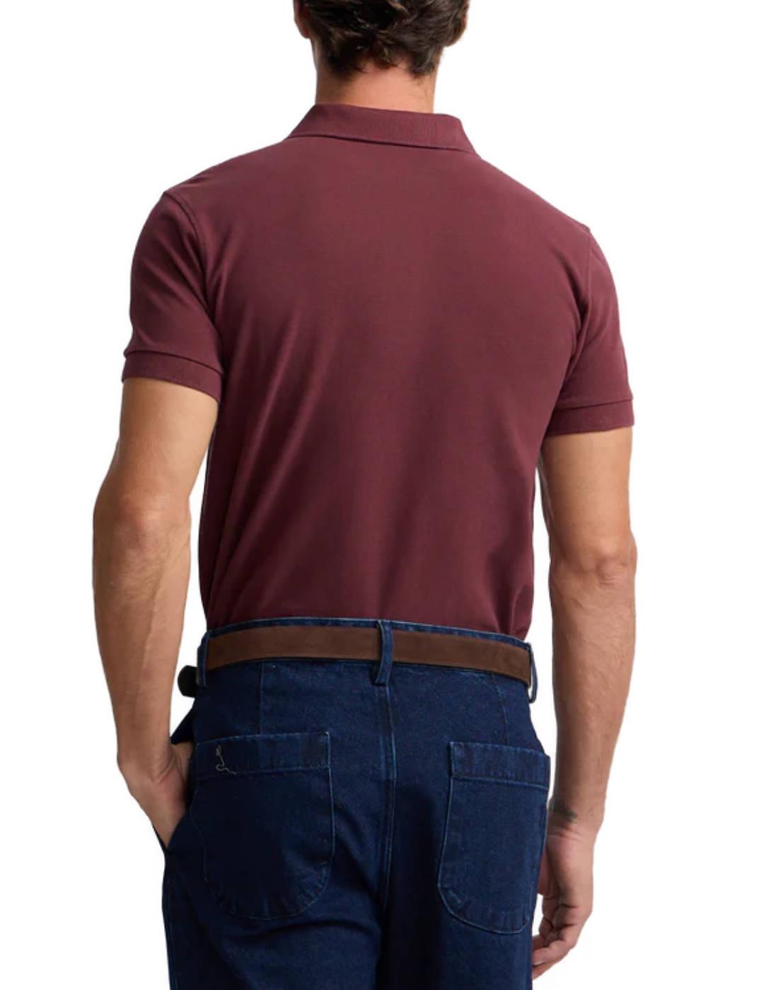 Polo Sibon clasico liso burdeos manga corta para hombre