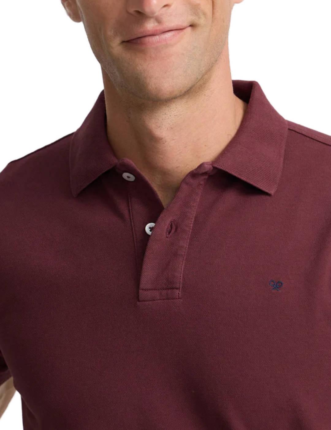 Polo Sibon clasico liso burdeos manga corta para hombre
