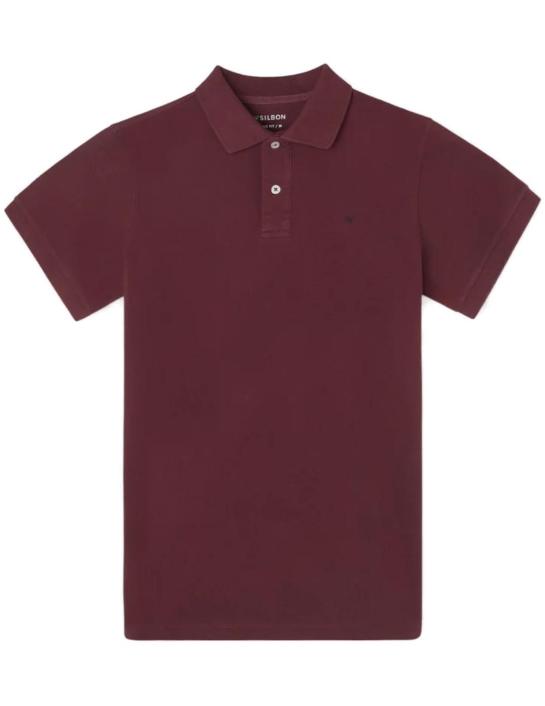 Polo Sibon clasico liso burdeos manga corta para hombre