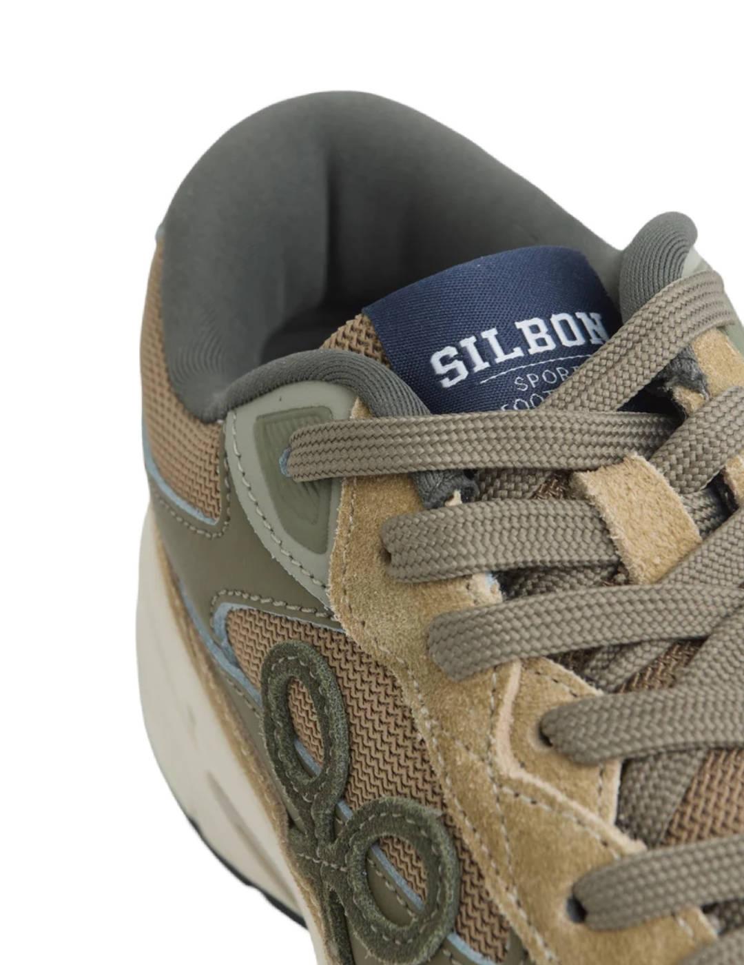 Zapatilla Silbon running tonos verdes para hombre