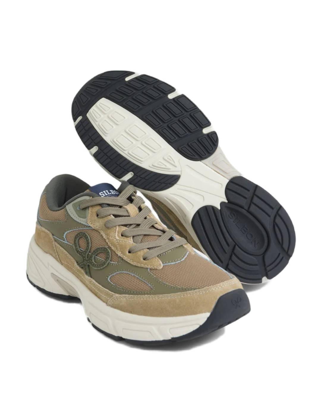 Zapatilla Silbon running tonos verdes para hombre