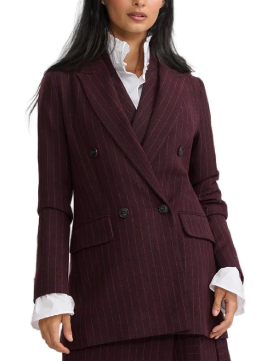 Americana Silbon raya diplomática burdeos larga para mujer