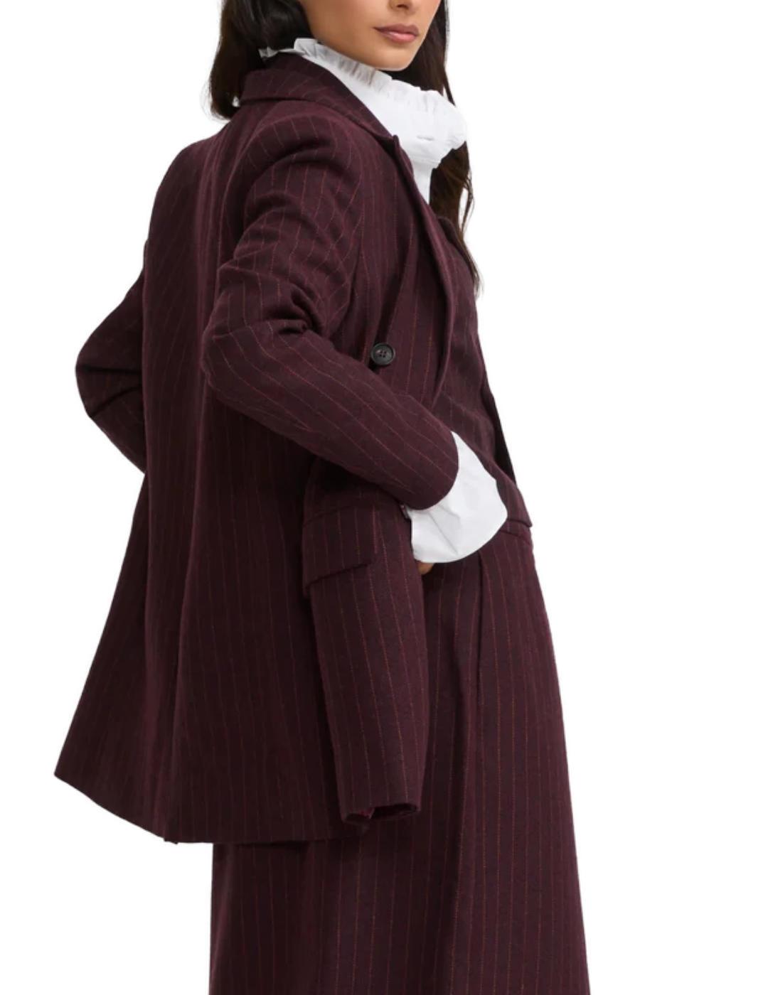 Americana Silbon raya diplomática burdeos larga para mujer