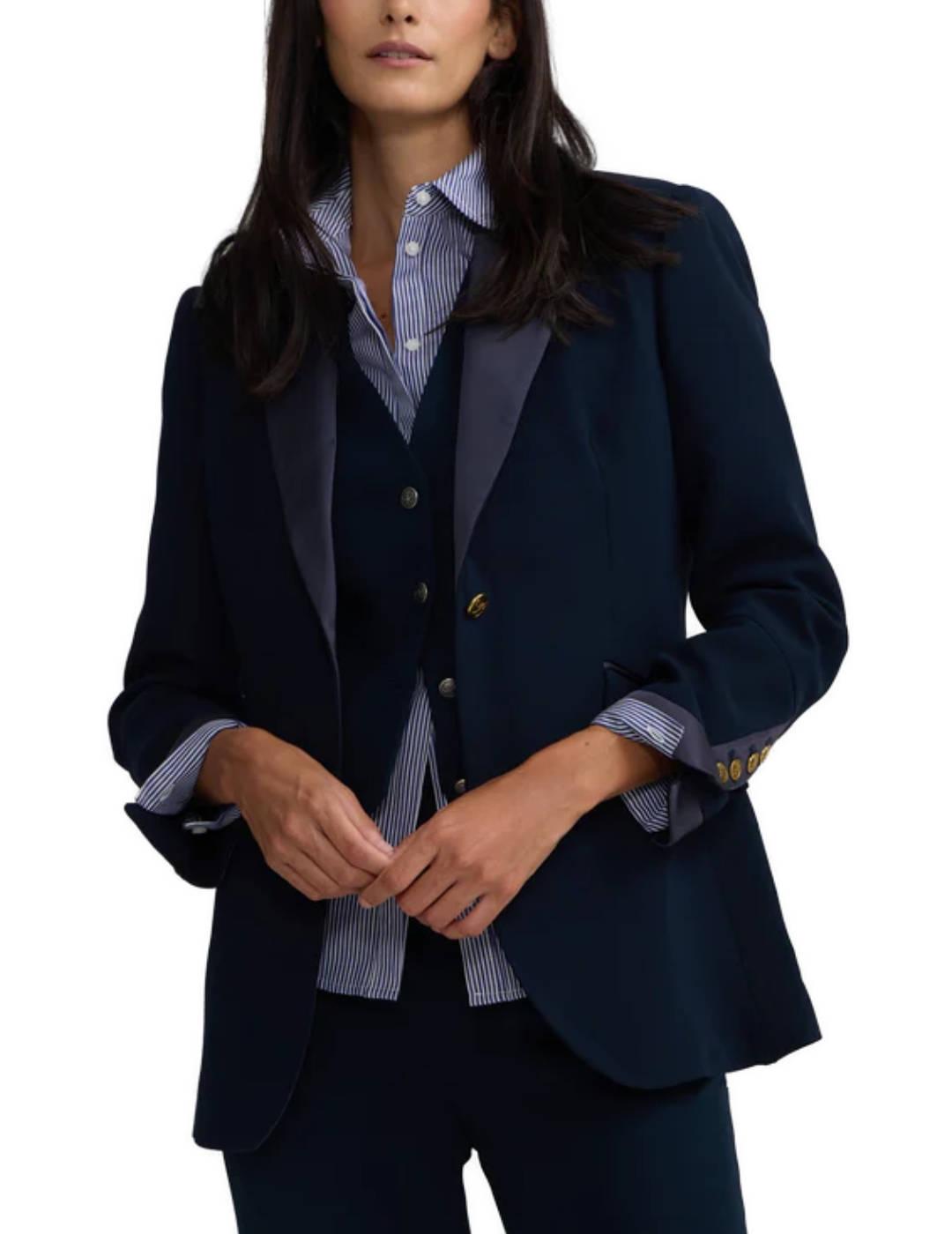 Americana Silbon clásica satén marino Regular fit para mujer