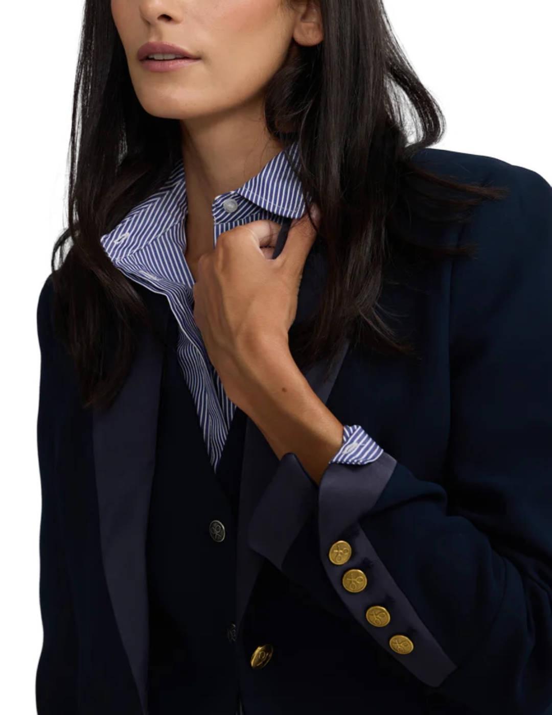 Americana Silbon clásica satén marino Regular fit para mujer